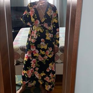 Charlotte Rouse Deep V Black Floral dress